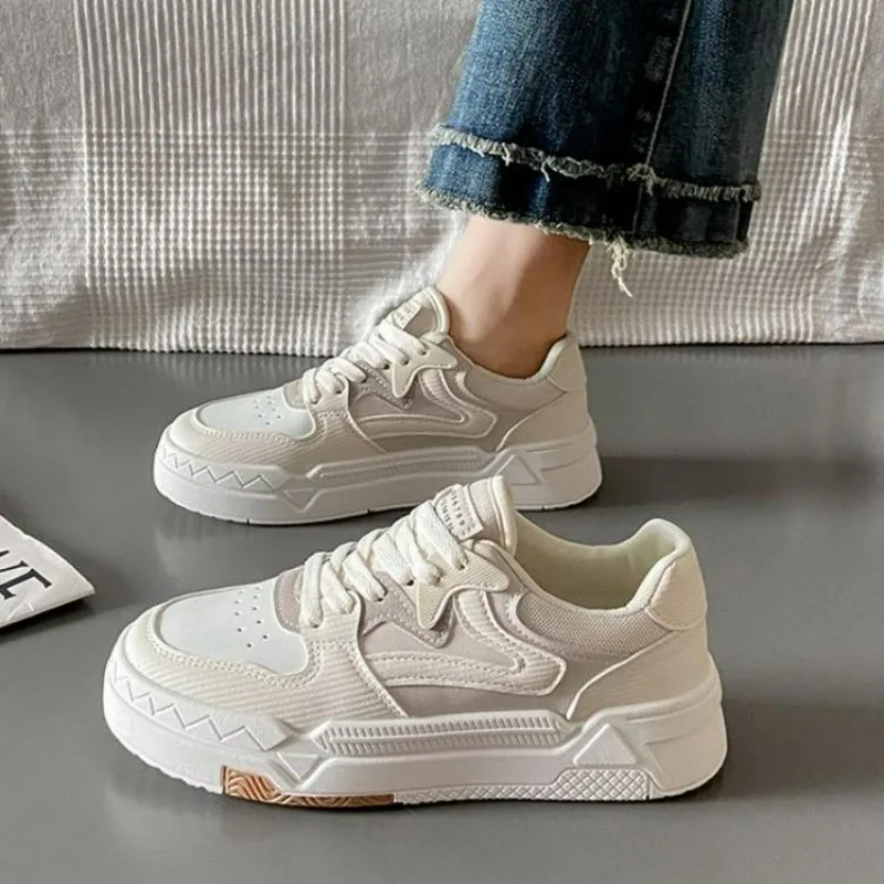 Brand Leather Women\'s Sneakers White Platform Woman Sports Sneakers Female Vulcanized Shoes Sneakers Casual Ladies Trainers