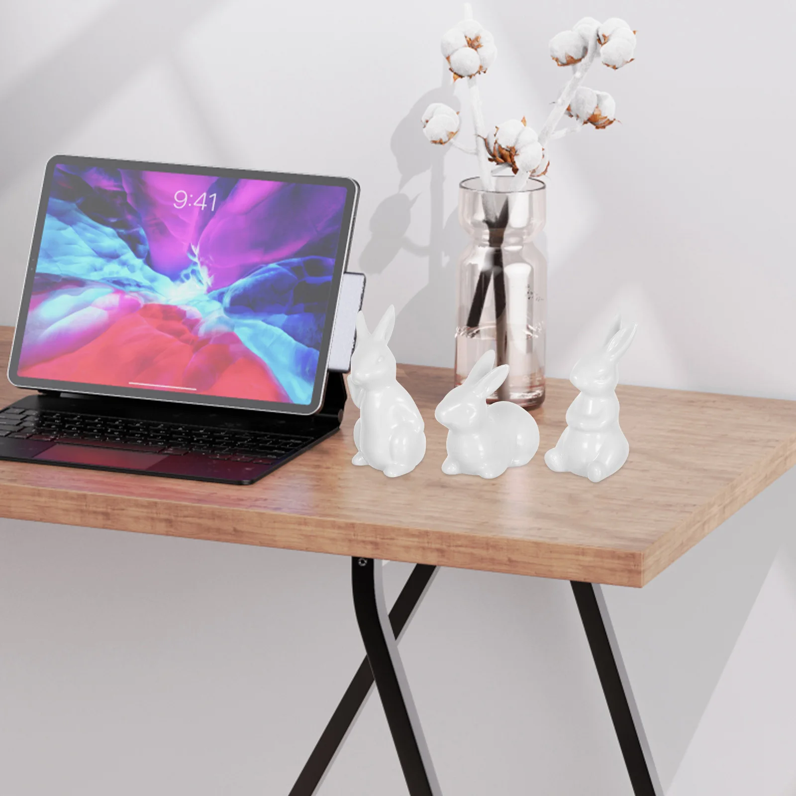 

3Pcs Ceramic Rabbit Desktop Decorations Small White Animal Statues Home Office Easter Decor Ceramic Rabbit Adorns