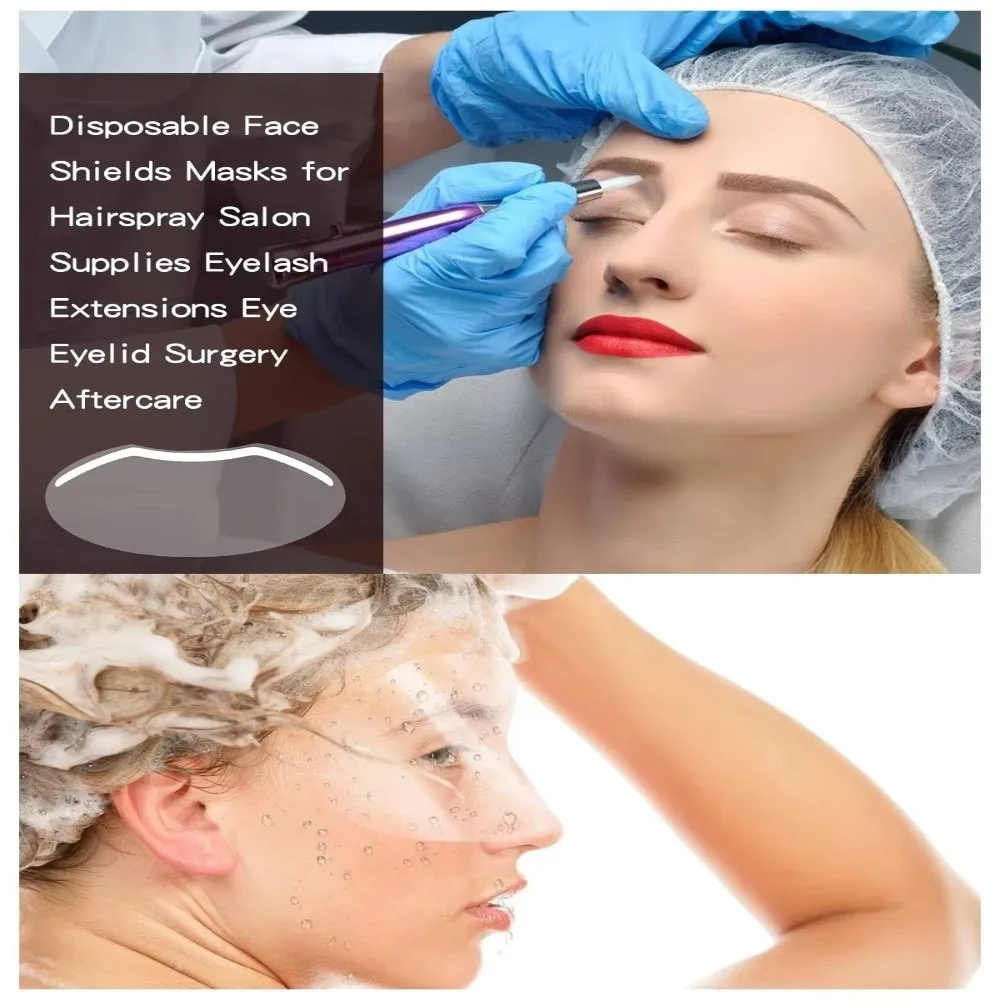 

50pcs New Plastic Disposable Face Shields Transparent Makeup Tool Barber Masks Hairspray Salon Tools Haircut