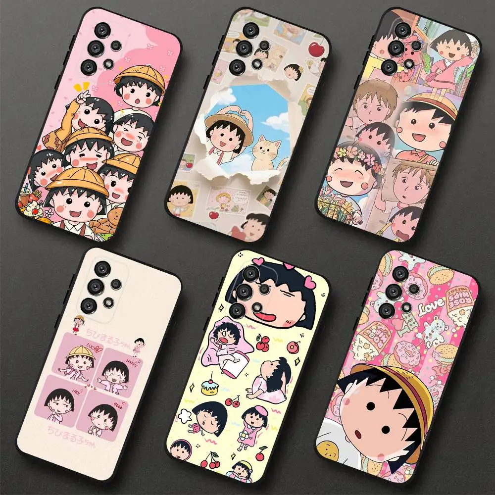 

Funny Chibis Maruko-chans Phone Case For Samsung S 25,24,23,22,30,21,10,9,Ultra,Plus,Lite,FE,4,5G Black Soft Case