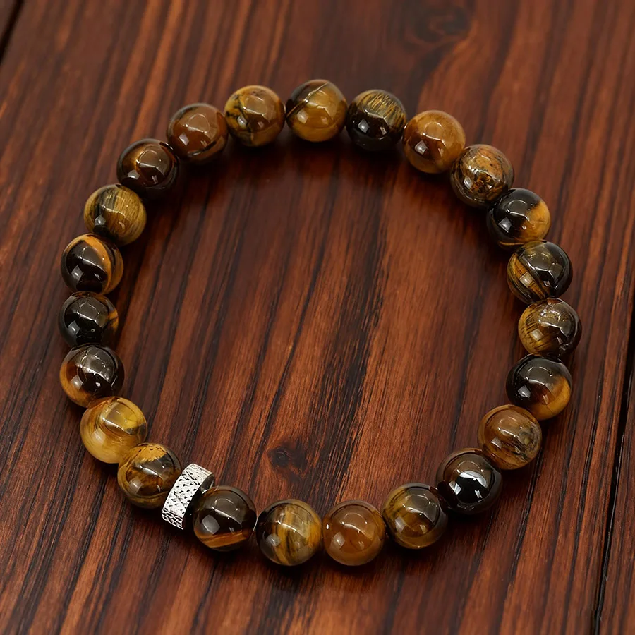 Mode 6/8mm Tiger Augen Stein Armband Mann Frau Hohe Qualität Braun Perlen Meditation Armband Business Casual Paar hand Joias