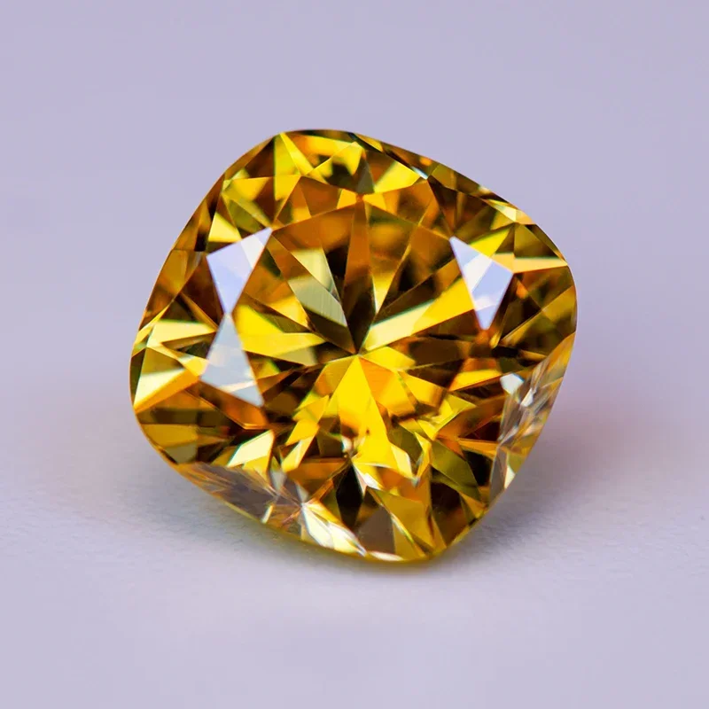 Moissanite jaune doré VVl's, perles carrées taillées en coussin, breloques, bijoux à bricoler soi-même, matériaux de matiques exécutives avec certificat GRA