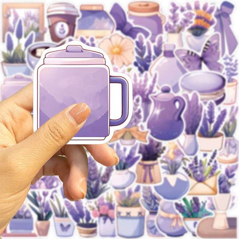 10/30/50PCS Kawaii Lavender PVC Sticker Aesthetic Hand Accounting Tools DIY Decoration Scrapbooking Stationery Supplies for Kids