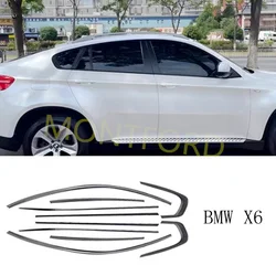 shchcg Stainless Steel Car Door Full Window Frame Sill Molding Trim Cover For BMW X6 E71 F16 G06 2008-2022 (black silver)