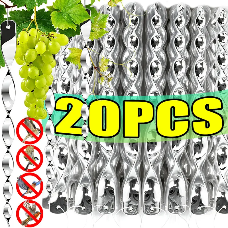 20/5pcs 360 Rotating Flashing Spiral Bird Repelling Reflective Stick Wind Powered Deterrent Garden Orchard Balcony Farm Tools