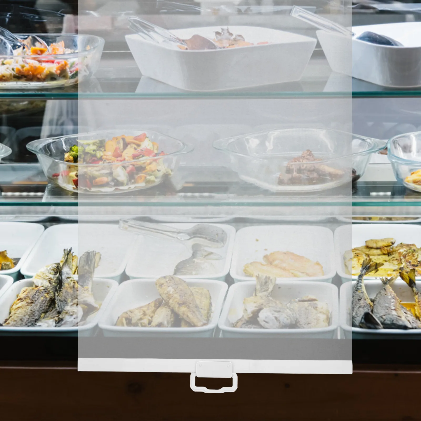 Supermarket Refrigerator Curtain Roll Up PVC Thermal Insulation Strip Door for Display Cooler Freezer Cabinet 150x55cm Crystal