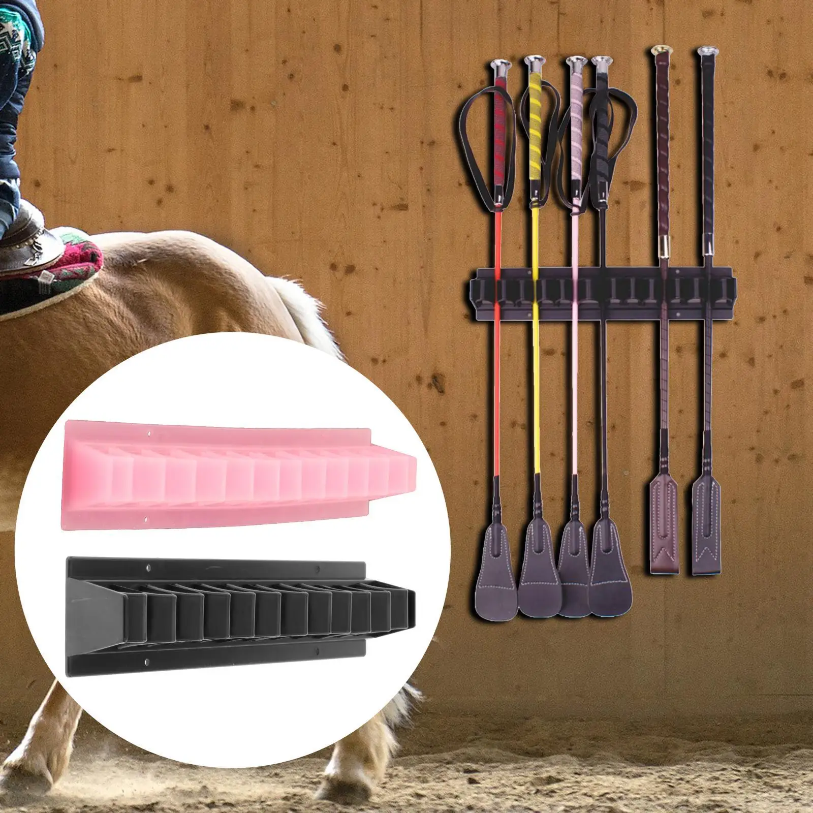 Horse Riding Rack Holder Holds up to 12 whips Strong Plastic Bracket Wall