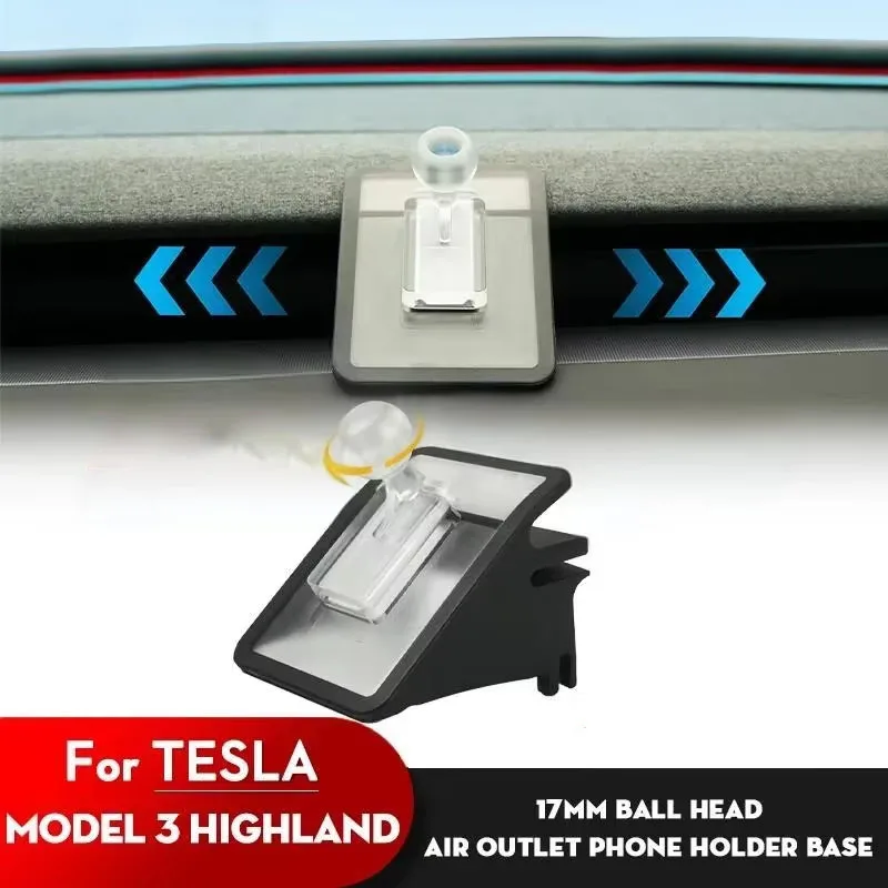 

360 Degree Rotation Air Outlet Shockproof Mobile Phone Holder 17mm Soft Silicone Base Support for Tesla Model Flexible Movable