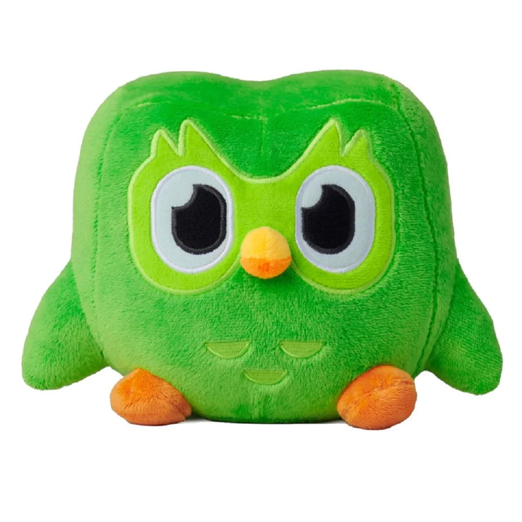 Verde duolingo coruja brinquedo de pelúcia duo plushie de duo a coruja dos desenhos animados anime coruja boneca macio brinquedo de pelúcia crianças presente aniversário