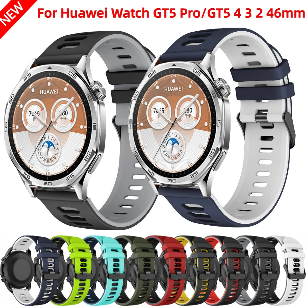 

22mm 20mm Silicone Strap for Huawei Watch GT5 Pro/GT5 4 3 2 2e 46mm Original Bracelet for Huawei Watch 4 3 Pro Sports Watchband