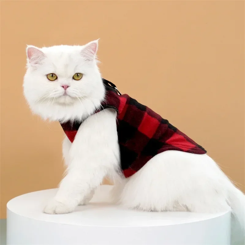 2024 New Pet Clothing Spring Autumn Winter Fleece Plaid Vest Teddy Bear Dog Cat Clothing