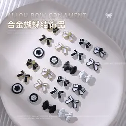 10pcs/lot Luxury 3D Black White Flowers Alloy Nail Art Parts Decorations Supplies Professionals Nails Accesorios Designs Charms