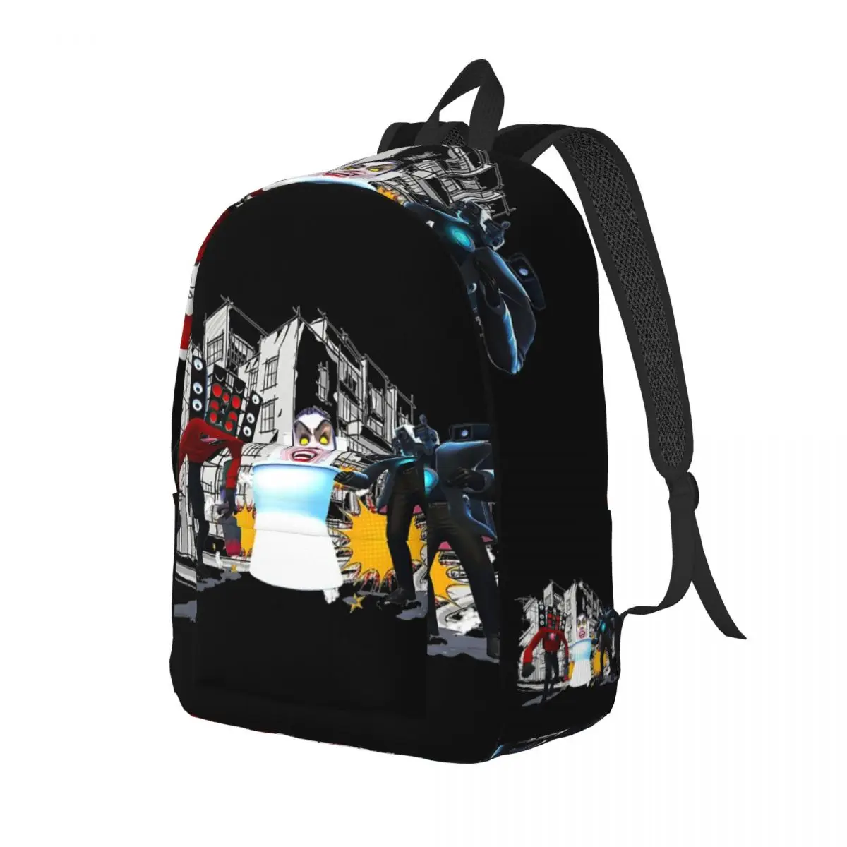 Skibidi Toilet Funny Game Backpack Elementary High College School Student Creepy Bookbag Teens Canvas Daypack Travel