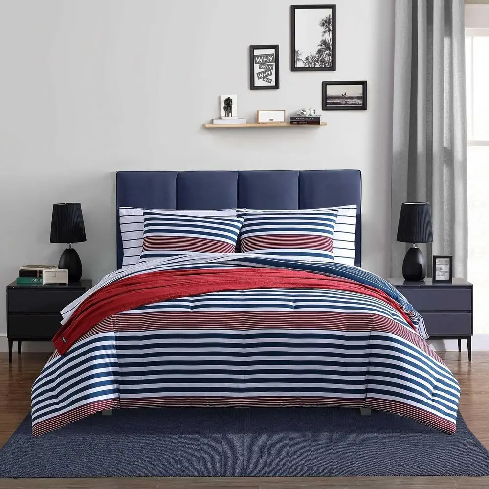 Twin/Twin XL Comforter Set, Reversible Ultra Soft Bedding with Matching Sham, Stripe Room Decor, College Dorm Room Essentials (K