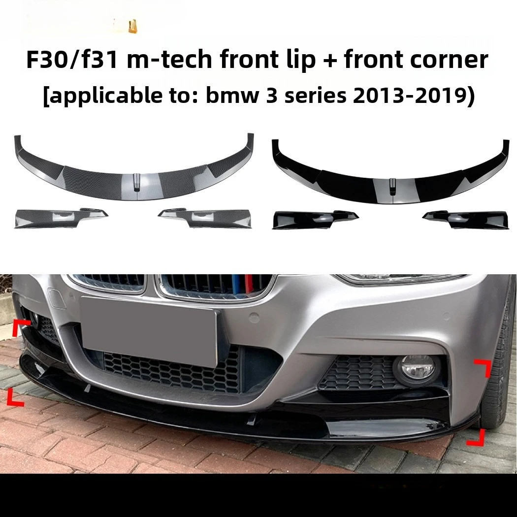 

For BMW 3 Series F30 F31 320i 2013-2019 Black Car Front Bumper Spoiler Lip Splitter Body Kit Bumper Lip Chin Diffuser Guard
