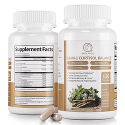 BBEEAAUU 10 in 1 Cortisol Capsules with Ashwagandha Extract Support Sleep,Immune System & Mood Health Calm Down Relieve Anxiety