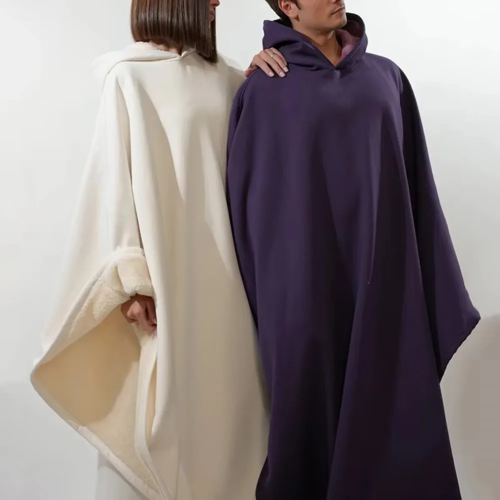 

Мужские топы хорошего качества, индио-плащ, толстовка с капюшоном в стиле панк, свободное одеяло, плащ, топ со шляпой, однотонная мужская толстовка, повседневная осень-зима