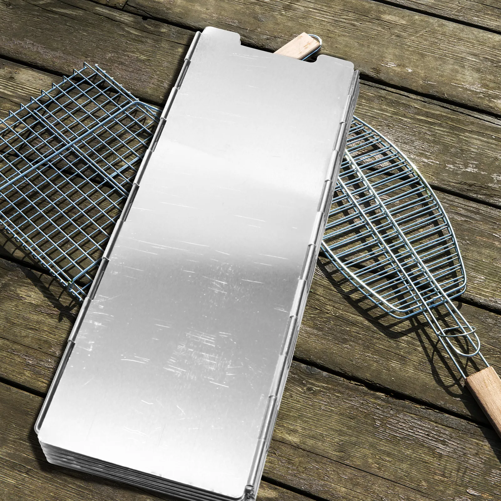 1Pcs Premium Aluminum Alloy Windshield Folding Outdoor Stove Windscreen Camping Bbq Stove Accessory Silver Outdoor Windshield