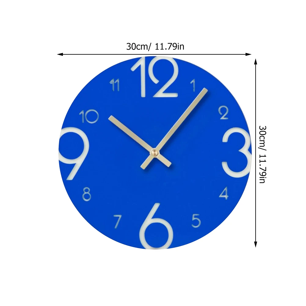 

Acrylic Wall Clock Blue Round Arabic Numerals Simple Silent Movement Decorative Wall Clock Easy to Hang for Home Study Room