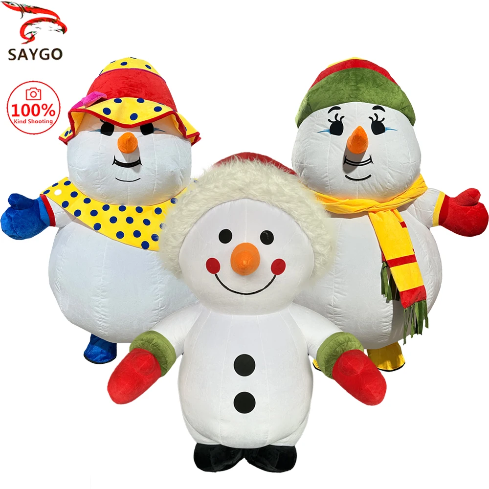 

SAYGO Inflatable Christmas Snowman Plush Costume Mascot Adult Character Cosplay Halloween Christmas Party Event Set