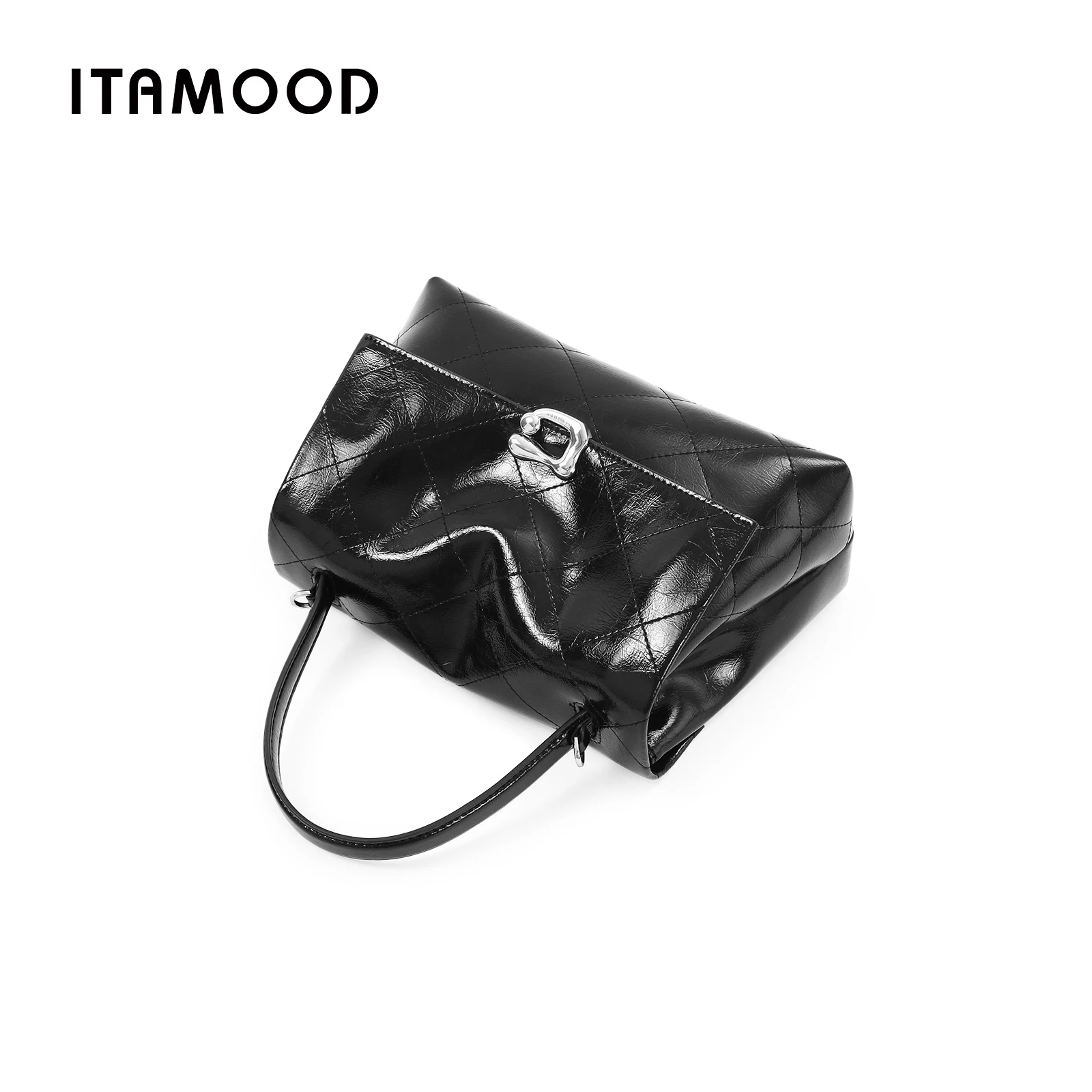 ITAMOOD Messenger Bag Textured Leather Work Commuting Large Capacity Leisure Handbag Genuine Leather Luxury Retro Tote Bag