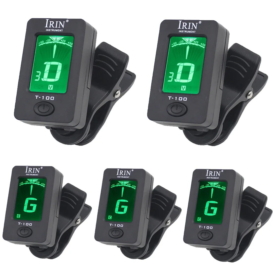 1/5 /10/ 50Pcs IRIN T-100 Guitar Tuner Clip-on Digital Tuner & Rotatable Clip-on Tuner LCD Display for Guitar Bass Ukulele