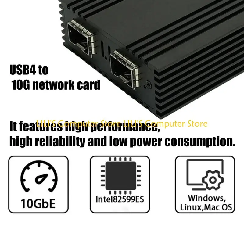 A52B USB4 om SFP+ poort 10G Ethernet-adapter RJ45 10GBASE-T voor mini-pc te verdubbelen