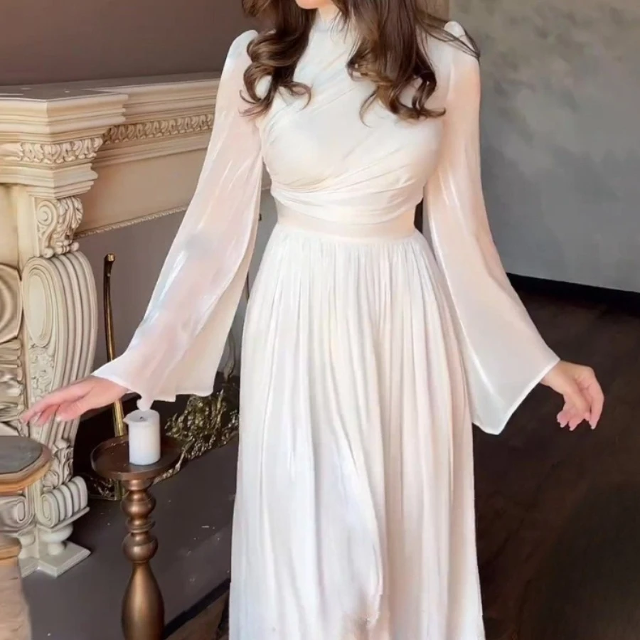 

Eid Party Dress for Women Elegant Silky Long Vestidos Morocco Dresses Ramadan Lace-up Slim Long Dresses Dubai Arab Robe 2024