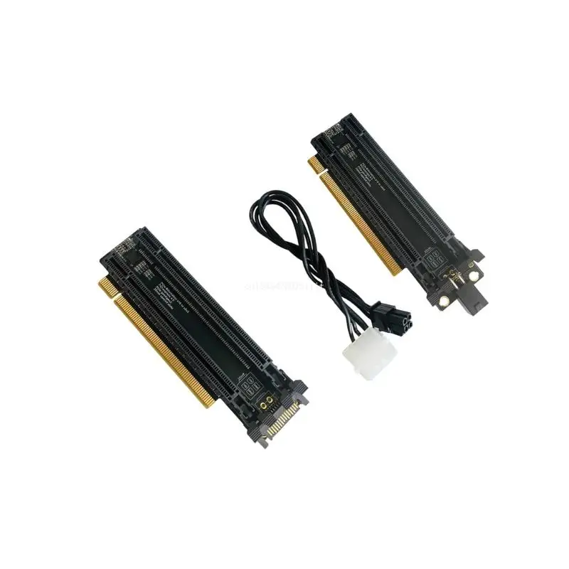 

PCIE x16 1 to 2 Expansion Card Gen4 Split Card PCIe-Bifurcation x16 to x8x8 Slots 4P Power Supply Port DropShipping