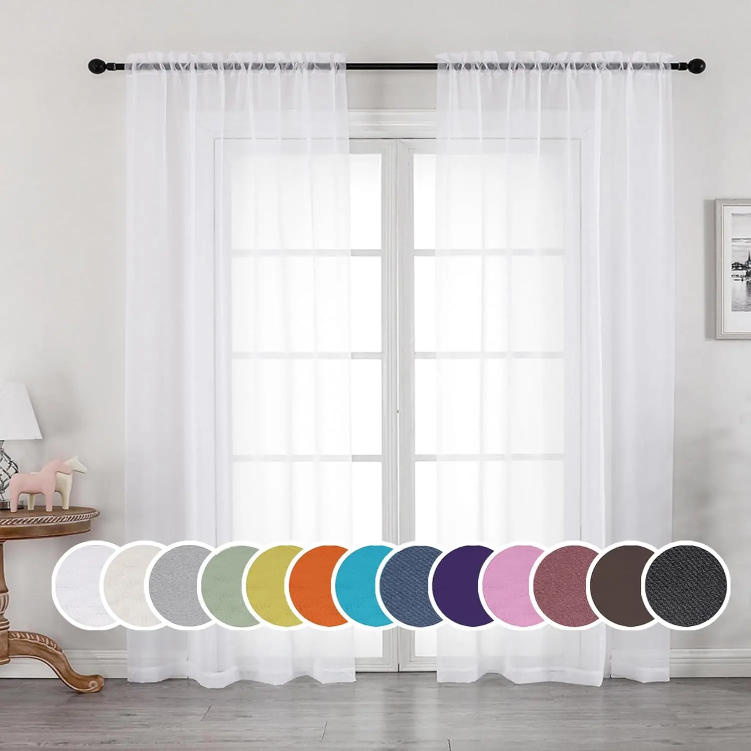 Modern Transparent Curtains Curtains for Living Rooms Bedrooms and Home Decor French Window Screens with Pole Pockets