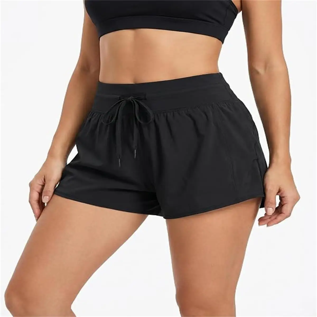 Women's Quick-Dry Yoga Shorts with Pocket | Loose, Non-See-Through, Medium Stretch Fabric, Fitness and Casual Dual-Use