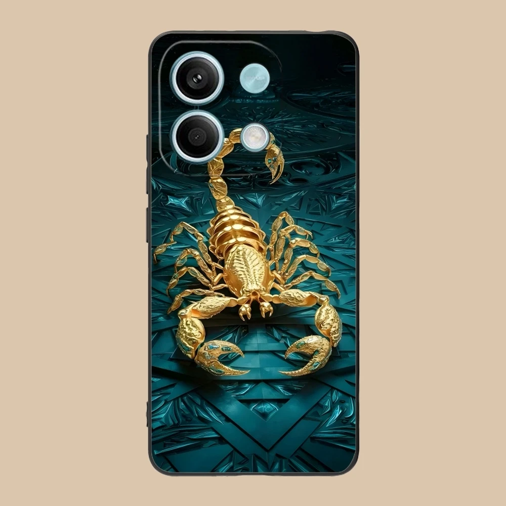 Colored Golden Scorpio Mobile Cell Phone Case for Xiaomi Redmi Note 13 12 11 10 9 8 7 6 S A Pro Lite Plus 5G Black Cover Shell