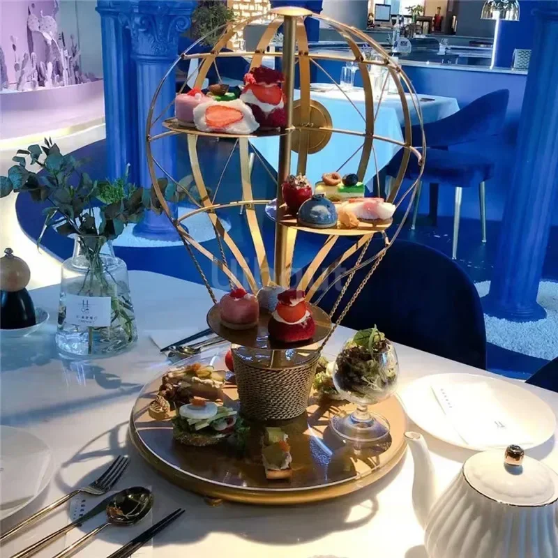 

Creative hotel restaurant hot air balloon dessert rack Pudding Egg Tart sushi tea dessert display rack coffee table fruit plate