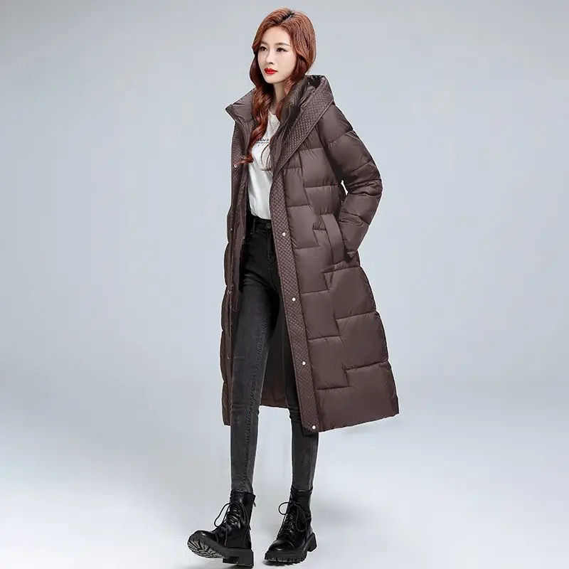 معطف شتوي 2025 للخصر سميك بقصة ضيقة طويلة فوق الركبة سترة عصرية للتنقل #3