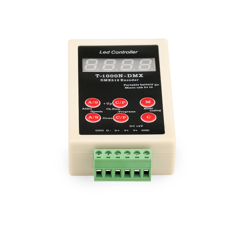 T-1000N-DMX address writer for DMX512 light, compatible UCS512, SM1651x, TM512AC, GS512, MX512, SM1751x series addressable IC