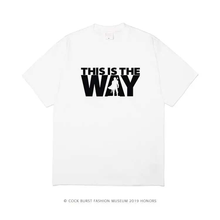 Star Wars This Is The Way Grafik-T-Shirt, schwarzes Baumwoll-T-Shirt mit Rundhalsausschnitt und kurzen Ärmeln, Herren-T-Shirt im Sci-Fi-Streetwear-Stil, übergroßes T-Shirt – Detail 3
