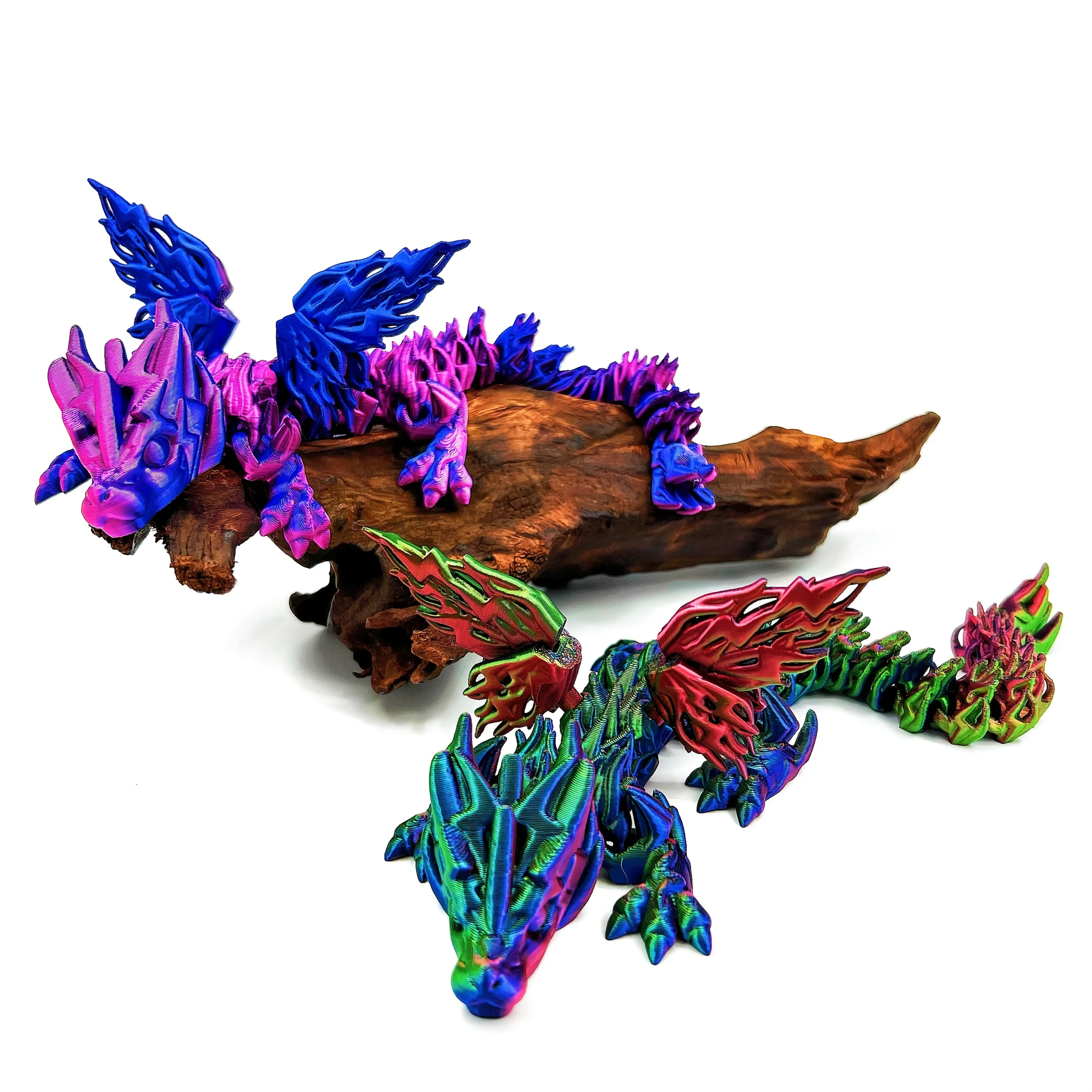 

3D printed flame flying dragon, cool, gradient color ancient mysterious dragon, majestic dragon model, home decoration