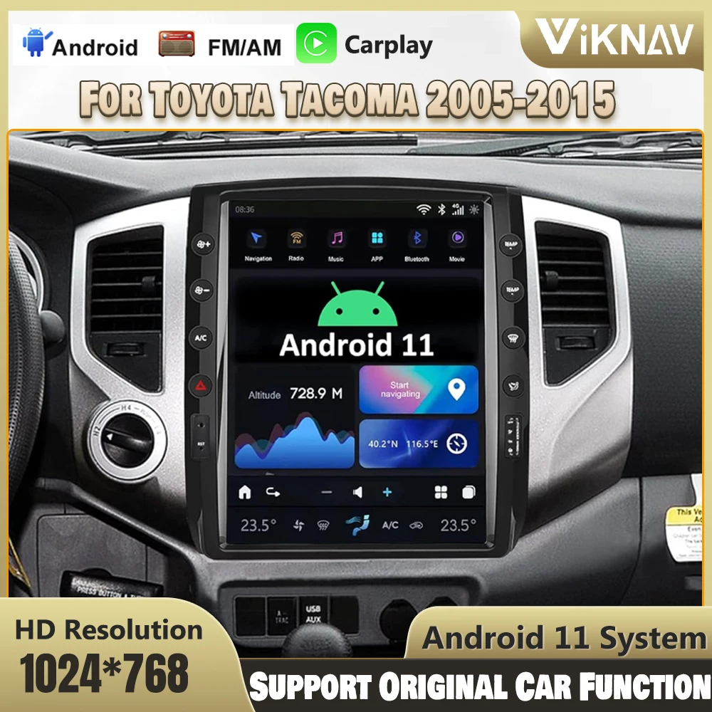 

12.1 Inch Android 11 Car Stereo Radio Upgrade For Toyota Tacoma 2005-2015 Touch Screen Head Unit Replacement Wireless CarPlay