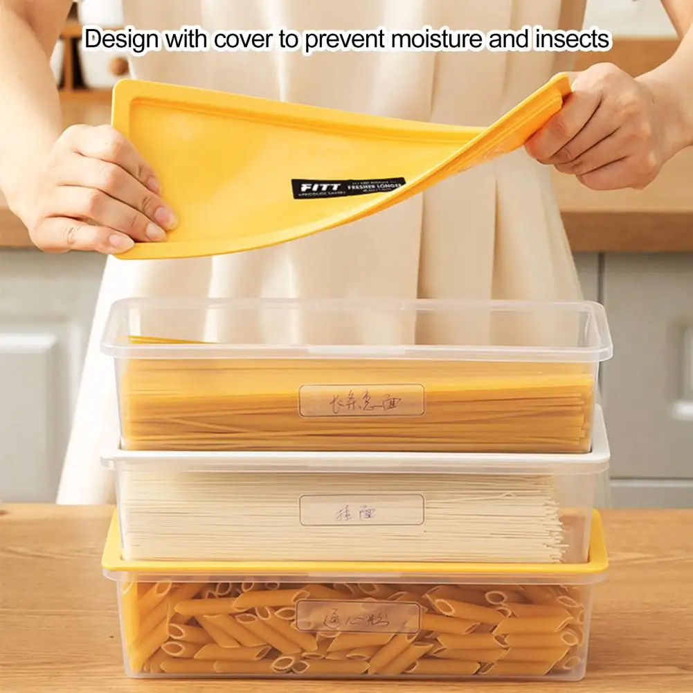 28cm Noodle Storage Box Microwavable Airtight Lid Rectangle Spaghetti Macaroni Case With Measure Ring Refrigerator Container