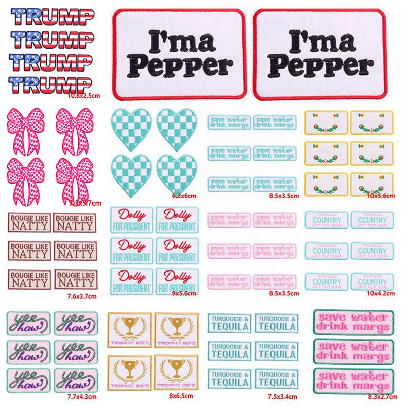 

10PCS Wholesale Iron On Patches On Clothes Humorous Slogan Letter Patch Cartoon Heart Embroidered Patches for Clothing Appliques