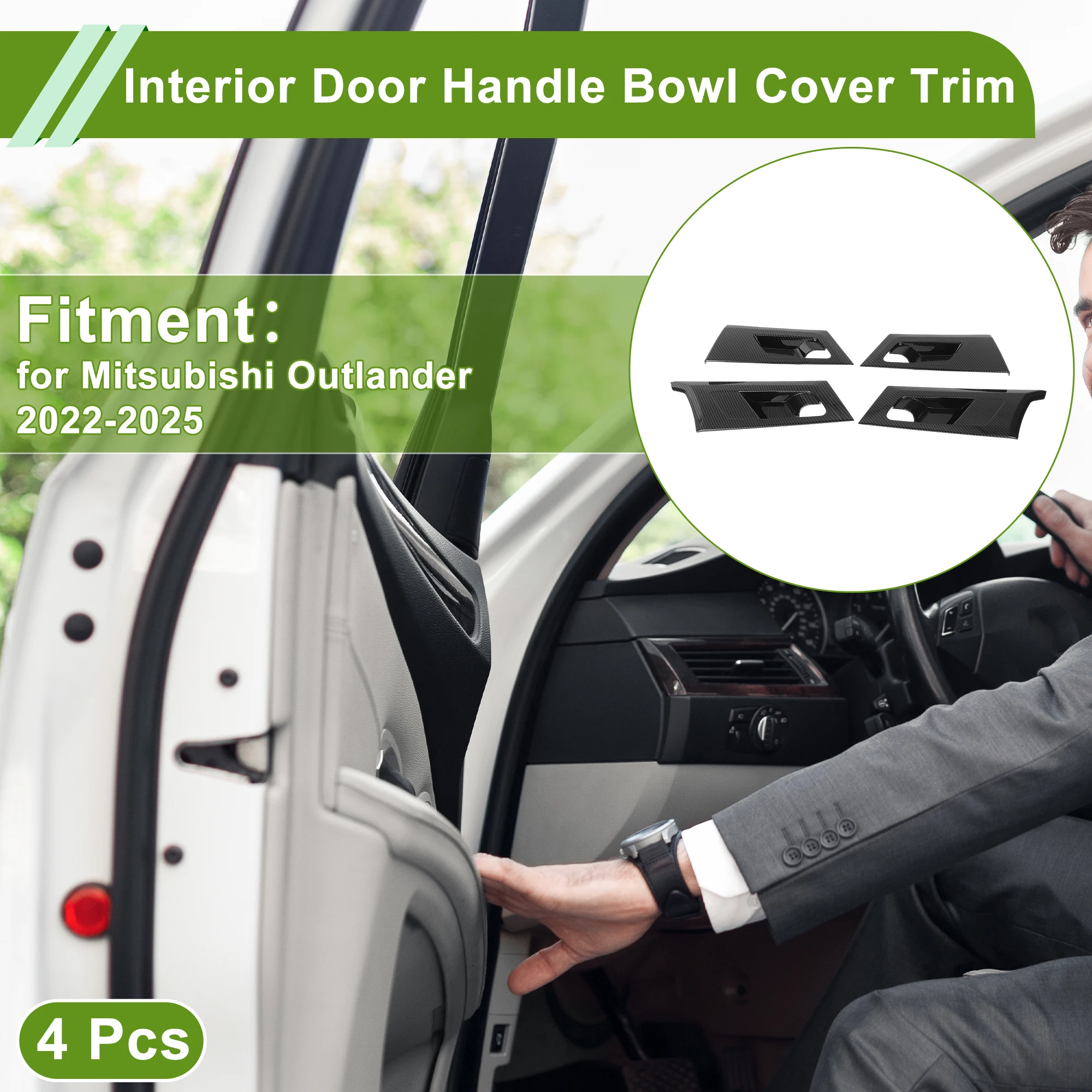 

UXCELL Накладка чаши внутренней дверной ручки для Mitsubishi Outlander из углеродного волокна, черная