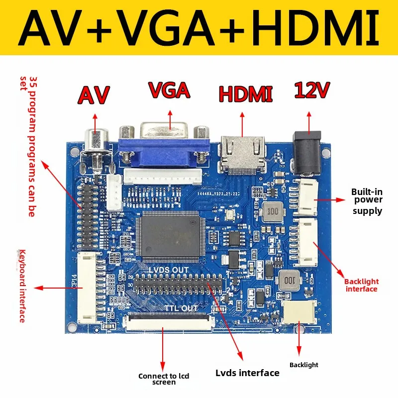 LVDS TTL Dual Output LCD Screen Driver Board AD Decoder Board, Vehicle Driver Board