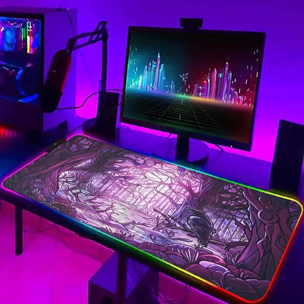 

rgb HD Gamer mat Applicable to MTG&TCG Games Mouse Pad Large LED Light Mousepads PC Computer Carpet with Backlit 900x400mm