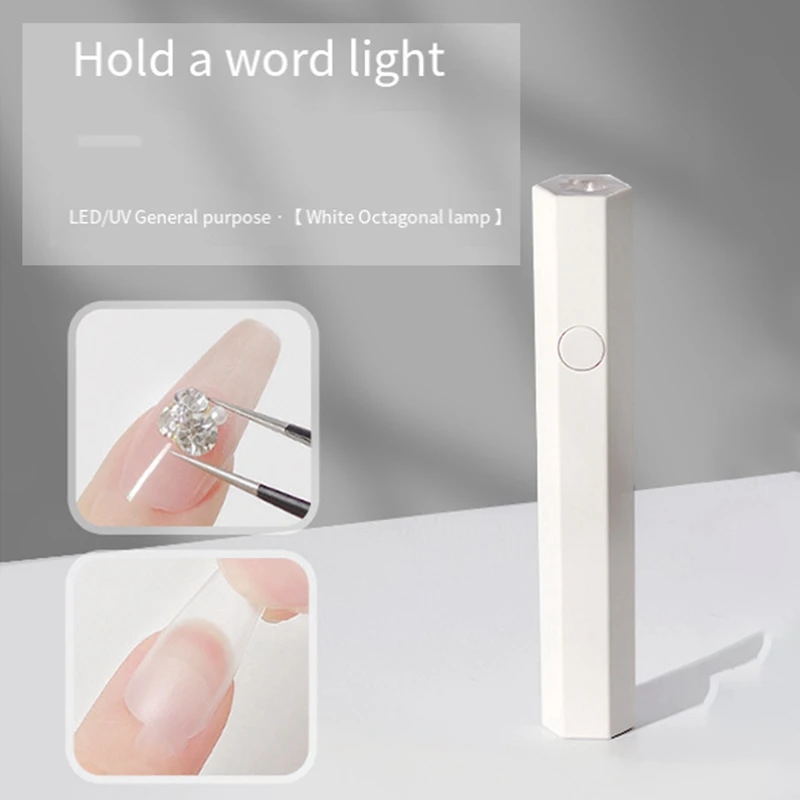 Mini Handheld Nail Art Light, secador de unhas expresso branco, bateria de longa duração, secagem rápida