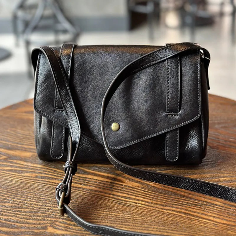 Johnature Simple Genuine Leather Women Bag 2024 New Vintage Shoulder Bags Solid Color Natural Soft Cowhide Messenger Bag