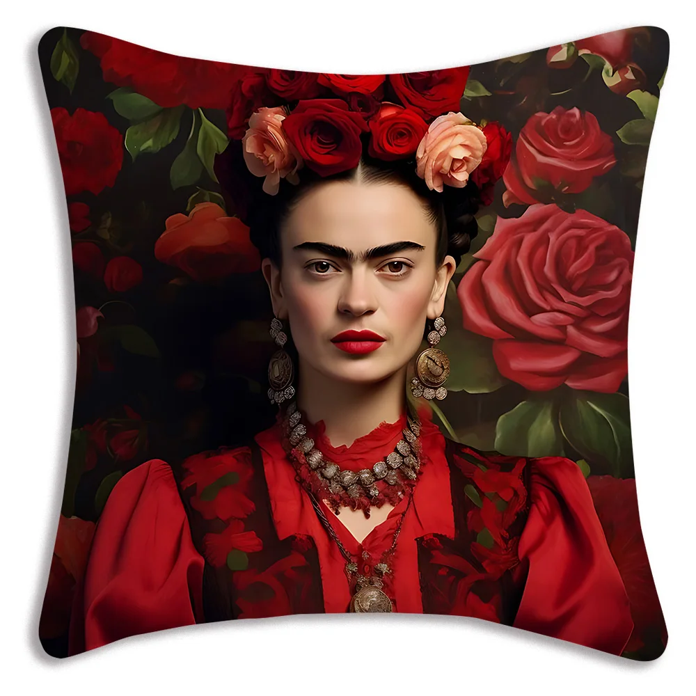 Pillow Covers Cartoon F-Frida Sofa Decorative Home Double-sided Printing Short Plush Cute Cushion Cover