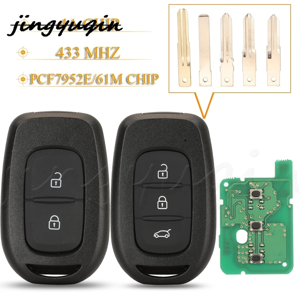 

jingyuqin Remote Car Key 433mhz with PCF7961M 4A Chip for Renault Sandero Dacia Logan Lodgy Dokker Duster Trafic Clio4 Master3