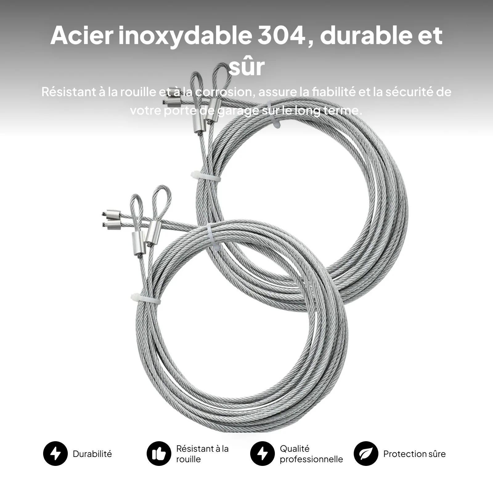 4 Pieces Garage Door Cables, Wire, Garage Door Opener Extension Cable, 13.5 Feet 4.1M Long, Parts Garage Door Wire