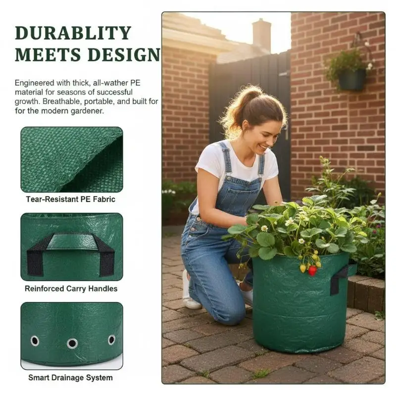 Garden Planting Bag, With Handles 3/5/7/10 Gallon , High Quality Garden Tools PE Plant Bag Vegetable Tomato Potato Flower
