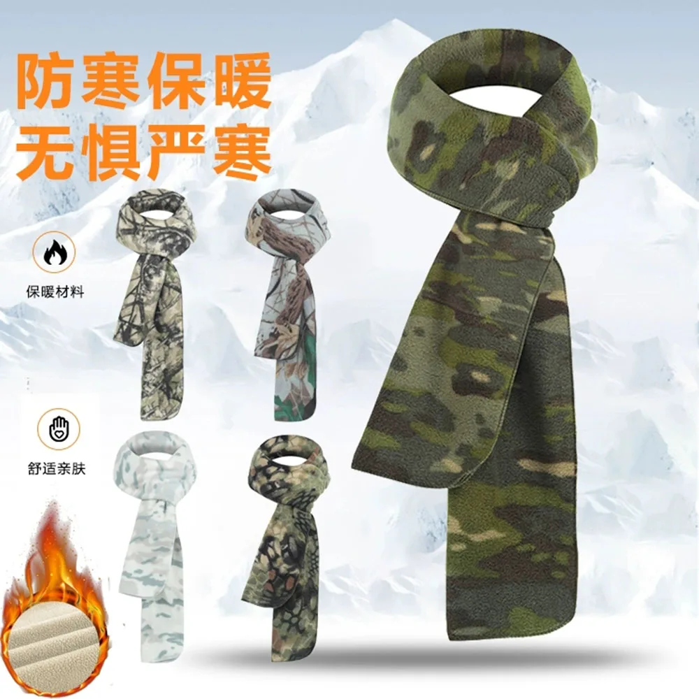 Autumn Winter Scarves for Men Women Outdoor Camou Fleece Multi-functional Long Scarf Warm Neck Warmer Cycling Face Towel